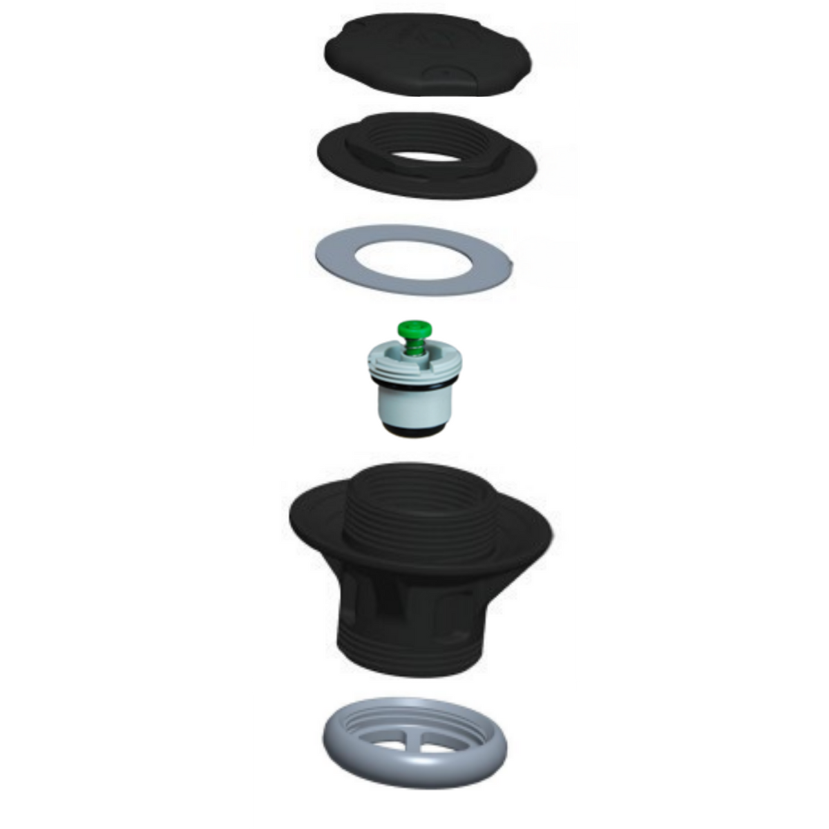 Ventieloverzicht van de nieuwe Zodiac ventielen - half verzonken - zwart